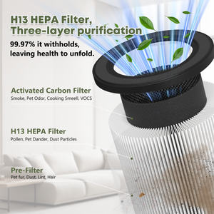 FETIONS H13 True HEPA Filter Replacement Suitable for small air purifiers, High-efficiency purification, White ,1 pack