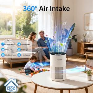 H14 HEPA Air Purifiers for Home for Pet Hair, Odors, Pollen, Smoke, Compact Air Cleaner with 3 Speeds, Timer, Aroma Quiet 360°Intake Filter, Fragrance Function